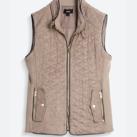 Fate Faux Suede Quilted Vest - Picture 3 of 6